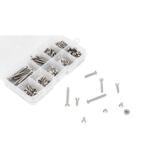240pcs #4-40 Flat Phillips Countersunk Head Machine Screws Hex Nuts Assortment Kit 304 Stainless Steel, 1/4" 3/16" 5/16" 3/8" 1/2" 5/8" 3/4" 1-1/4"