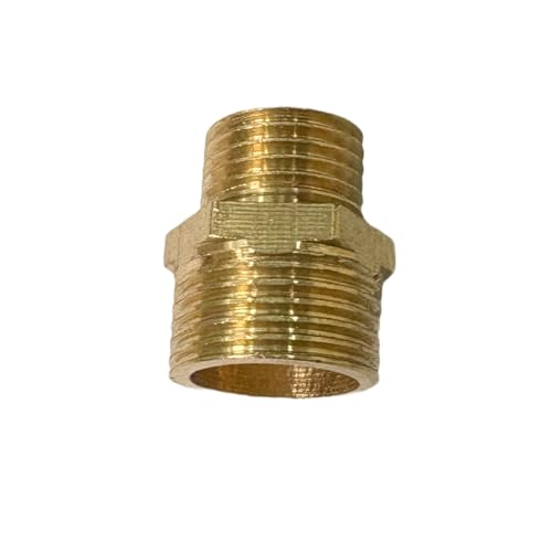 3/8" x 1/4" Male Threaded Hex Nipple Reducer Brass NPT Pipe Fitting Adapter Straight Connectors Pack of 2 - size: 3/8" x 1/4" -2 Pack