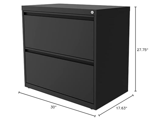 Home Square 2 Drawer Metal Lateral 101 Filing Cabinet Set in Charcoal (Set of 2)