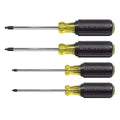 Klein Tools 85664 Screwdriver Set, Made in USA, Square Recess with Color Coded Handles and Heat Treated, Chrome Plated Shafts, 4-Piece