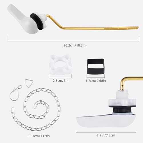 iFealClear Universal Metal Toilet Tank Flush Lever Replacement, Side/Angle Mount Toilet Handle Replacement Kit, Solid Brass Toilet Trip Lever Fits Most Toilets, Stainless Steel Chain, White - color: White, style: Side Mount Design