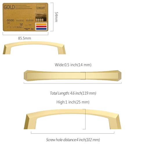 Amerdeco 10 Pack Brushed Gold Cabinet Pulls 4 Inch(102MM) Hole Centers Kitchen Cabinet Handles Hardware Kitchen Handles for Cupboard Drawer Pulls ZH0032 - color: Brushed Gold, size: 4"/102MM Hole Center