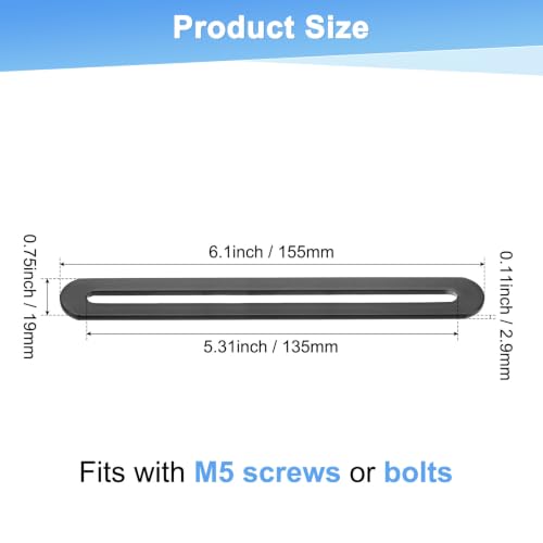 M METERXITY 6-Pack Flat Mending Plate Support 6.1x0.75in, Black - color: Black, size: 155 x 19mm