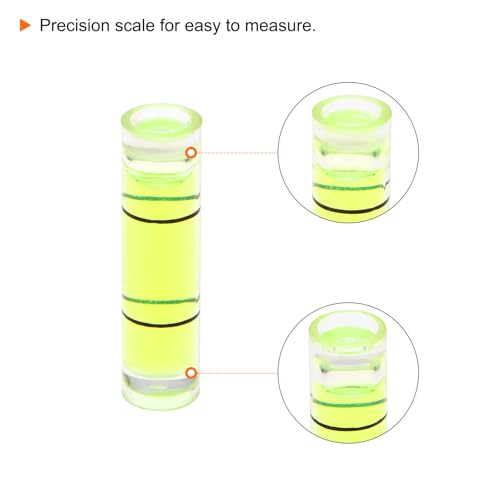 HARFINGTON 6pcs Small Cylindrical Bubble Level Vials 7x26mm PMMA Mini Horizontal Bubble Spirit Level Measuring Layout Tools for RV TV Picture Frame Hanging Tool Leveler - size: 7x26mm
