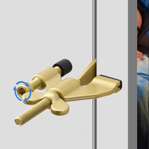 Gold Adjustable Heavy Duty Portable Door Lock,No Drill - color: Gold