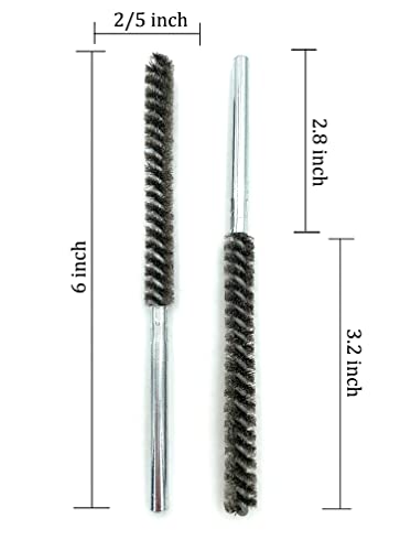 Drill-Powered 6pcs Pipe Cleaning Brush Set Stainless Steel Bristles - size: 2/5"(10mm)