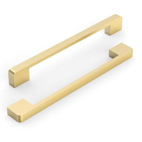 Brushed Gold Cabinet Pulls and Handles, 7.5 Inch, 10 Pack - color: Brushed Gold, size: 7.5"/192MM Hole Center