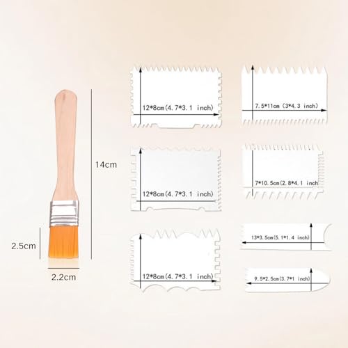 BRBASAP 7 in 1 Texture Art Tools and 1 Paint Brush Scraper Acrylic Pouring Swipe Tools for Acrylic Painting Textured Artwork Supplies Squeegee Comb Drywall Artist Accessories for Painting Projects