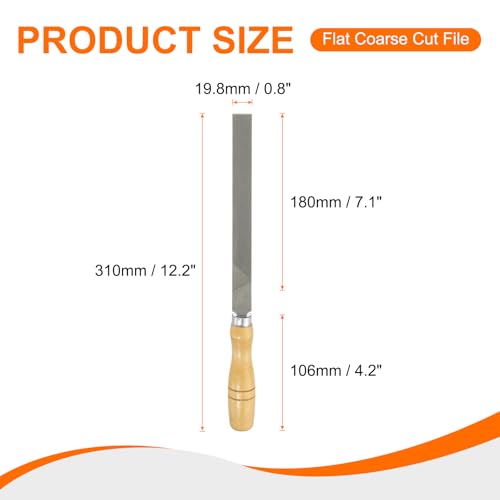 HARFINGTON Flat Coarse Cut File 8" Double Cut Teeth High Carbon Steel Hand Rasp File with Wood Handle for Metal Wood Deburring Removing - size: 8", style: Coarse