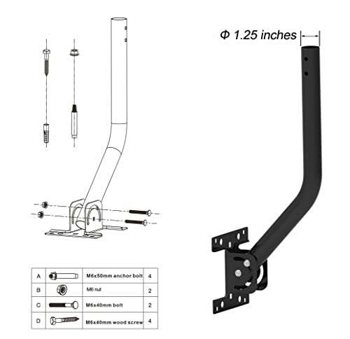 PIBIDI Antenna Mount J-Pipe 1.25x16.5in for Antenna, Weather Station - color: Length 16 1/2"