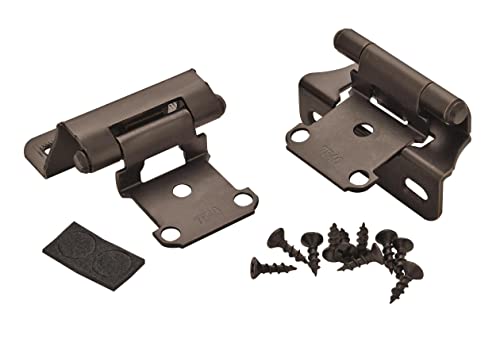 Amerock 1 Pair 1/4" Overlay Oil-Rubbed Bronze Partial Wrap Cabinet Hinge - color: Oil Rubbed Bronze, size: 1/4 Inch (6 mm) Overlay