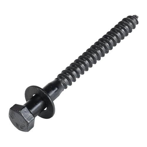 3/8 x 3-1/2 (50 Pack) Lag Screw Kit, 50 Screws and 50 Washers, Ceramic Black Ruspert Coating for Exterior Use, Meets ASTM A307 and ASME B18.2.1, Industrial/Commerical Grade by Makers Bolt - size: 3/8 x 3-1/2