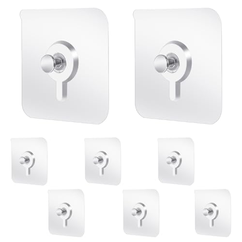 Mabor Drill Free Adhesive Hooks, 6Pcs Plastic Picture Hangers Without Nails