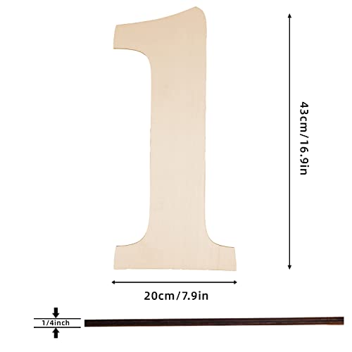 17 Inch Large Wooden Numbers 1, Wood Numbers Cutout for DIY Crafts - color: 1, size: 17 Inch