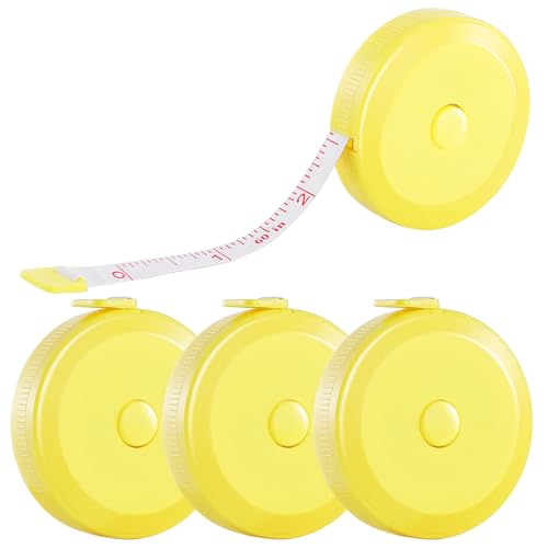 4 Pack Soft Retractable Measuring Tape,60-Inch 150cm,Yellow Double Scale Measurement Tape,for Body Measuring Sewing Tailor Cloth Knitting Home Craft Measurements - color: 4 Pack (yellow)