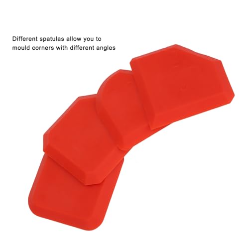Caulking Tool Kit, 4Pcs Silicone Applicator Tool, Portable Sealant Scraper, Caulk Remover Tool Set for Glass Glue Smoothing Finishing Cleaning Sealing, Easy to Use, Red