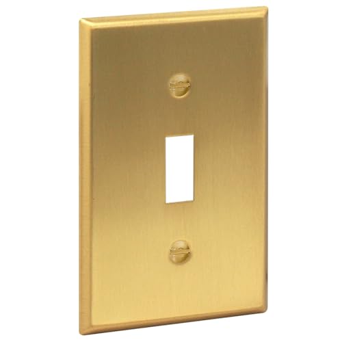 Rio Salto BRASS Toggle Light Switch Cover Plate Flip Switch Plate Outlet Covers Wall Plates 1 Gang Brushed Brass Gold Metal — Signature Collection, Standard Size 2.75" X 4.50" - color: Toggle Switch 1-Gang (1-Pack)