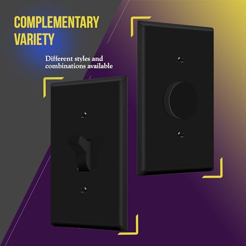 ENERLITES Mid-Size Toggle Light Switch Wall Plate Cover, 1 Pack, Black - color: Black, size: Mid-Size