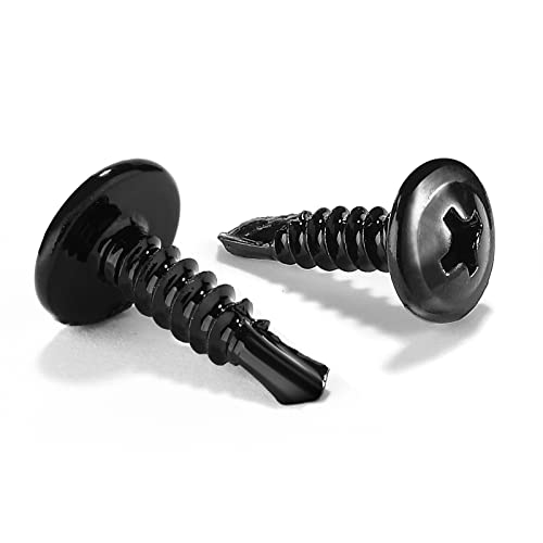 #8 x 5/8" Sheet Metal Screws 500PCS 410 Stainless Steel Truss Head Fast Self Tapping Screws Black Oxide by SG TZH - color: Black, size: #8 x 5/8"