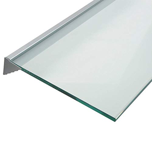 LTL Home Products GL12020CLKIT Wallscapes Glacier Floating Glass Wall Shelf Kit, 8" x 48", Clear Glass - color: Clear, size: 8"x48"