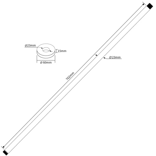 Chrome 30 Inches Ceiling Mount Round Shower Arm With Flange Straight Extender Extension Pipe Replacement Rain Shower Head Straight For Fixed - color: Chrome
