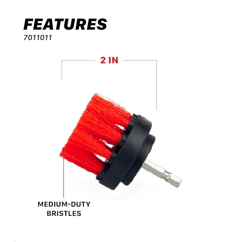 Maxshine 2", 4", & 5" M8 Medium-Duty Upholstery Carpet Brush with Drill Attachment Set – Power Scrubber Attachment for Car Detailing – Removes Grime, Stains & Spots from Fabric, Seats & Carpets - size: Medium-Duty Set