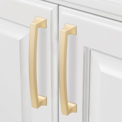 COTYKILEY 10 Pack 5 Inch(128mm) Brushed Gold Kitchen Cabinet Pulls Kitchen Cabinet Handles Cabinet Hardware - color: Brushed Brass, size: 5" Hole Center（128MM）
