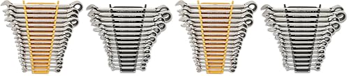 GEARWRENCH 30 Piece 12 Point Ratcheting Combination SAE/Metric (1/4-1 in., 8-24 mm) Wrench Set with Wrench Racks - 86702 (Pack of 2) - size: 30 Piece (Pack of 2)