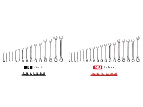 TEKTON Reversible Ratcheting Combination Wrench Set, 34-Piece | WRC94305 - size: 34-Piece (1/4-1 in., 6-24 mm), style: Modular Wrench Organizer