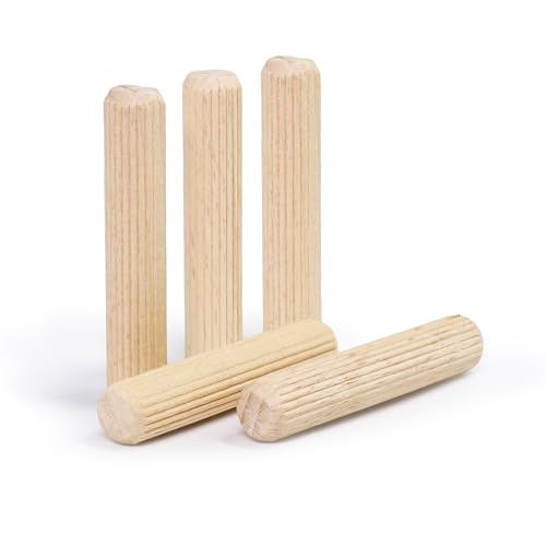 3/8" x 2" Wooden Dowel Pins, FoDau770 Fluted Wood Dowel Rods, Natural Beech Wood Dowel Pegs for Crafts, Woodworking, DIY Furniture - 200 Pieces - size: 3/8" x 2"