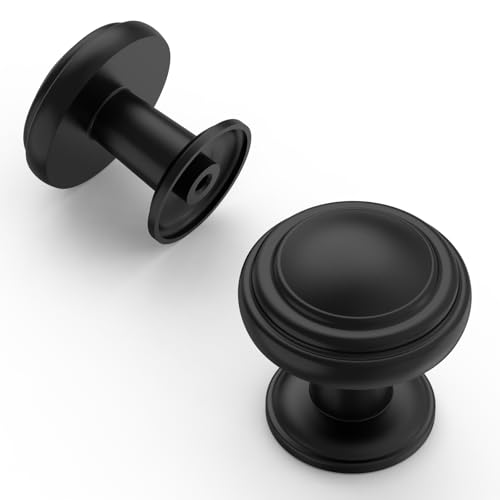 Amerdeco 10 Pack Matte Black Cabinet Knobs Single Hole Cabinet Pulls 1 Inch Drawer Knobs for Bathroom Cabinets ZH0086 - color: Matte Black, size: 1" Single Hole