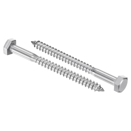 25 Pcs Hex Head Lag Screws 1/4"x3" SS 18-8 (304) Lag Bolts - color: Silver, size: 1/4"x3"