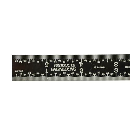 PEC Tools 6" Metal Rule, Designed for High-Accuracy Industrial Environments, Made in USA - color: Black Chrome-rigid, size: 6"