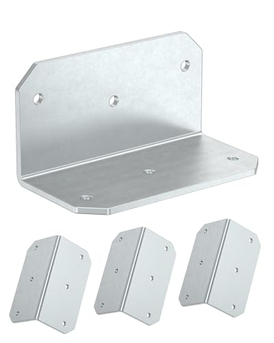 4 Inch L Bracket Corner Brace, 90° Angle Iron, Galvanized 4Pcs - color: Galvanized-4PCS