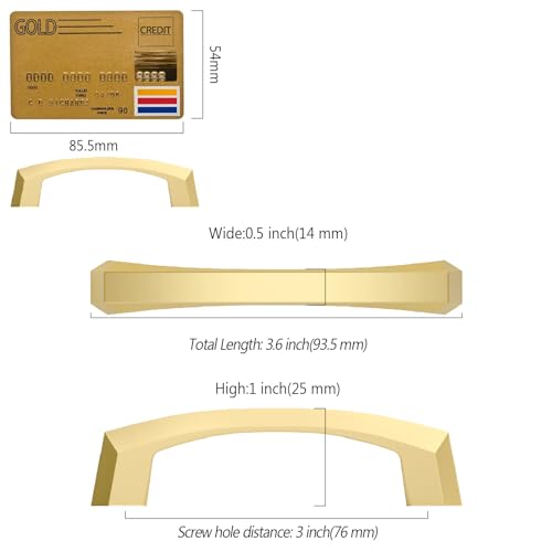 Amerdeco 10 Pack Brushed Gold Cabinet Pulls 3 Inch(76MM) Hole Centers Kitchen Cabinet Handles Hardware Kitchen Handles for Cabinets Cupboard Handles Drawer Pulls ZH0032 - color: Brushed Gold, size: 3"/76MM Hole Center