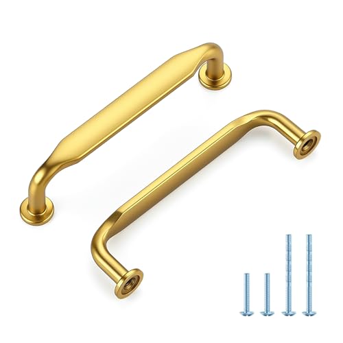 HOME EDIT Gold Solid Cabinet Handles & Pulls 3-3/4 Inch 10 Pack - color: Brushed Brass, size: 3-3/4 inches Hole Center