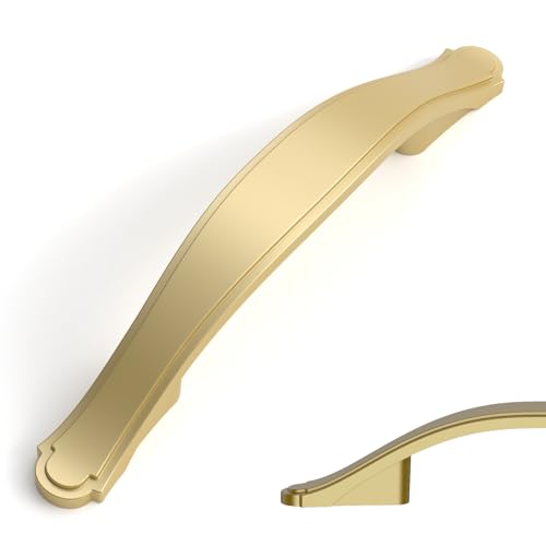 Amerdeco 10 Pack Brushed Gold Cabinet Pulls 3 Inch(76mm) Hole Center Drawer Pulls Cabinet Hardware Kitchen Cabinet Handles for Bathroom Dresser Pulls ZH0068 - color: Brushed Gold, size: 3"/76MM Hole Center