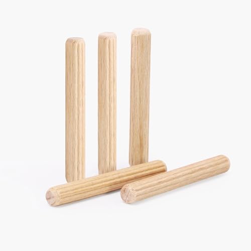 1/4" x 1-3/4" Wooden Dowel Pins, FoDau770 Fluted Wood Dowel Rods, Natural Beech Wood Dowel Pegs for Crafts, Woodworking, DIY Furniture - 200 Pieces - size: 1/4" x 1-3/4"