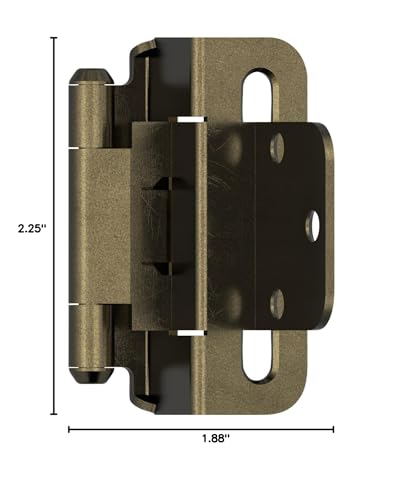 Amerock 1 Pair 3/8" Inset Burnished Brass Self-Closing Wrap Cabinet Hinge - color: Burnished Brass, size: 3/8 Inch (10 mm) Inset