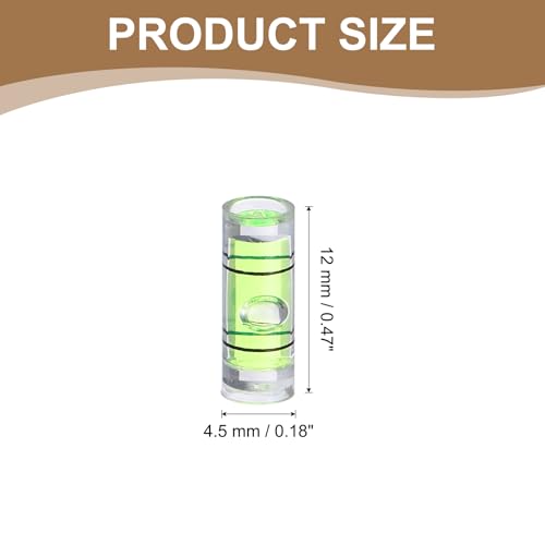 HARFINGTON 12pcs Mini Cylindrical Bubble Spirit Level Vials 4.5x12mm - size: 4.5x12mm