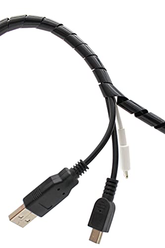 CSZD Spiral Cable Wrap,10ft – 1/4 inch Spiral Wire Wrap Cord Covers Bundle Sleeve Hose for PC TV Computer Electrical Wire Organizer,Tangle Stop Cord Cover and Detangler,Black