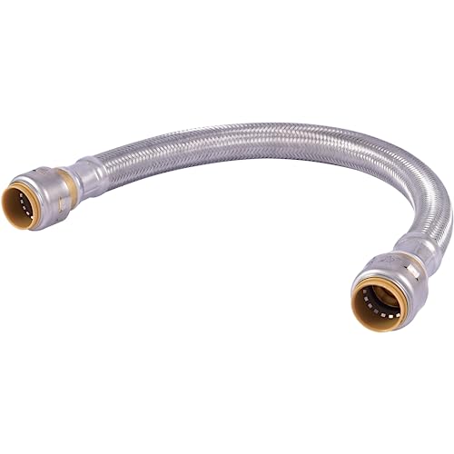 SharkBite Max 3/4 Inch x 3/4 Inch x 18 In. Braided Flexible Repair Coupling Hose, Push-to-Connect Brass Plumbing Fitting, UR3016FX18 - size: 3/4 in. x 3/4 in. x 18 in., style: SharkBite Max