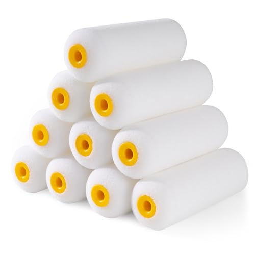 Mister Rui Mini Foam Paint Rollers, 4 Inch Paint Rollers 10 Pack