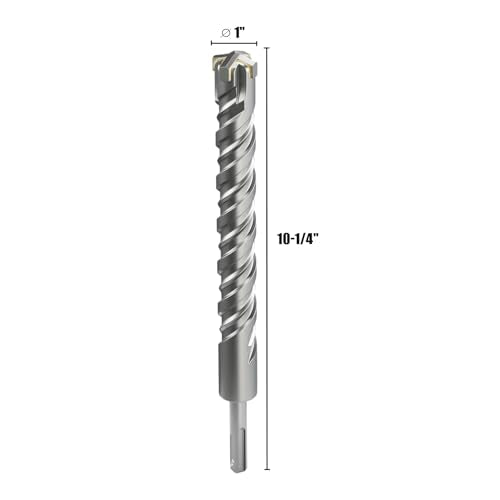 CSOOM SDS Plus Rotary Hammer Drill Bit 1"x10.24", Professional Concrete Drill Bit for Concrete, Brick, Stone and Cement Walls - size: 1"x10.24"