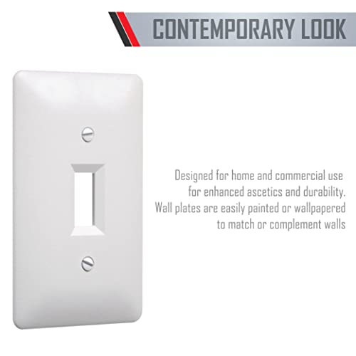 TayMac 4000W Paintable Single Toggle Light Wall Plate Cover, White, 1-Gang - size: 1 Gang, style: Cover