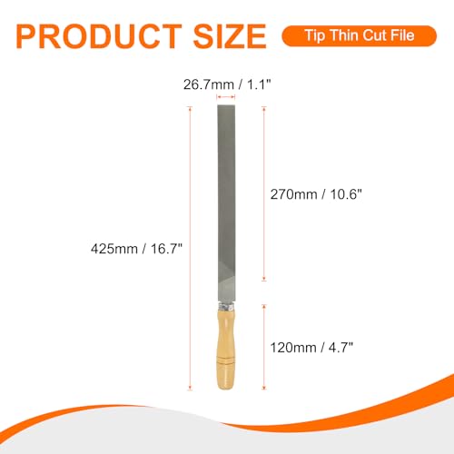 HARFINGTON 3pcs Flat Cut File 12" Double Cut Teeth High Carbon Steel Hand Rasp File with Wood Handle for Metal Wood Deburring Removing - size: 12"