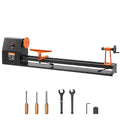 VEVOR Wood Lathe, 14 in x 40 in, 4 Speed Adjustable 885/1245/1715/2425 RPM 0.5 HP 370W Power Wood Turning Lathe Machine with Chisels Faceplate Plastic Handle Hex Wrench for Woodworking - size: 14" x 40"-0.5HP