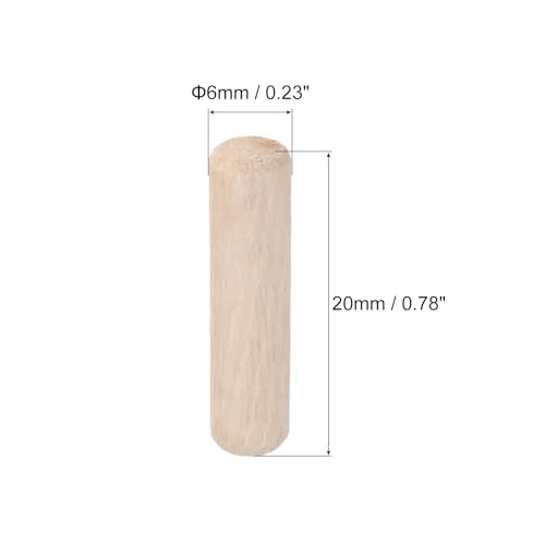 uxcell Wooden Dowel Pins 30pcs 6x20mm(0.23"x0.78") Fluted Beveled Ends Wood Dowel Pegs Dried Hardwood for Woodworking Furniture Shelf - size: 6x20mm(0.23"x0.78")