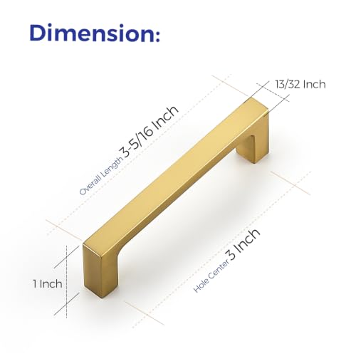 Ravinte Brushed Gold Kitchen Cabinet Solid Handles,3 Inch,5 Pack - color: Brushed Gold, size: 3 Inches Hole Center