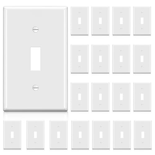 BESTTEN 20 Pack Light Switch Cover Plate, 1-Gang Toggle Wall Plate - size: 1 Gang 20 Pack